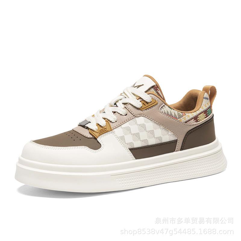 Men's New Trendy Fashion Versatile Casual Trendy Shoes Ethnic Style Thick-soled Low-top Cushioning Comfortable Sports Skateboard Shoes