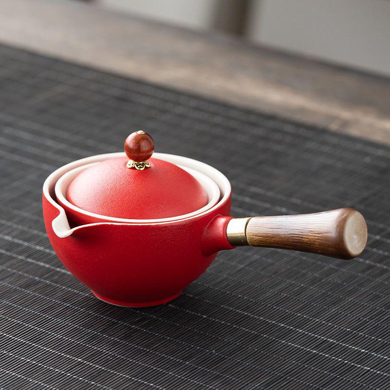 Portable Ceramic Travel Tea Set with Automatic Kung Fu Tea Maker - Business Gift