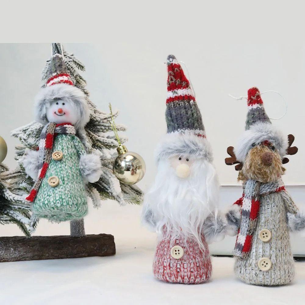 2pcs Colorful Christmas Tree Hanging Pendant Unique Santa Claus Figurine Christmas Plush Dolls Prop