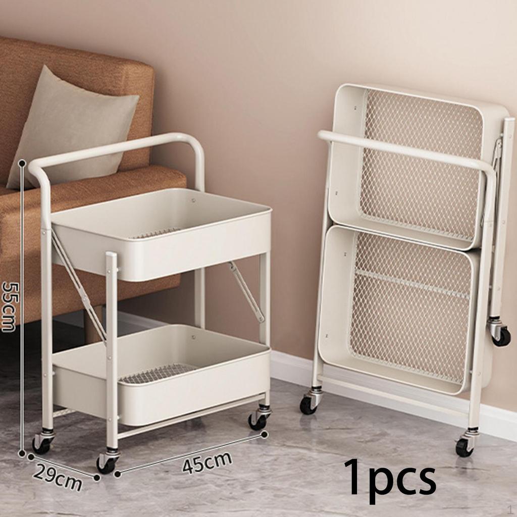 Carro Rodante con Ruedas Cesta de Frutas Verduras Plegable Gran Capacidad Organizador Multifuncional