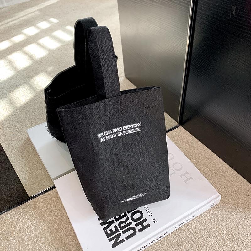 Cross-Border Ins-Style Canvas Water Bottle Tote & Mini Handbag for Women