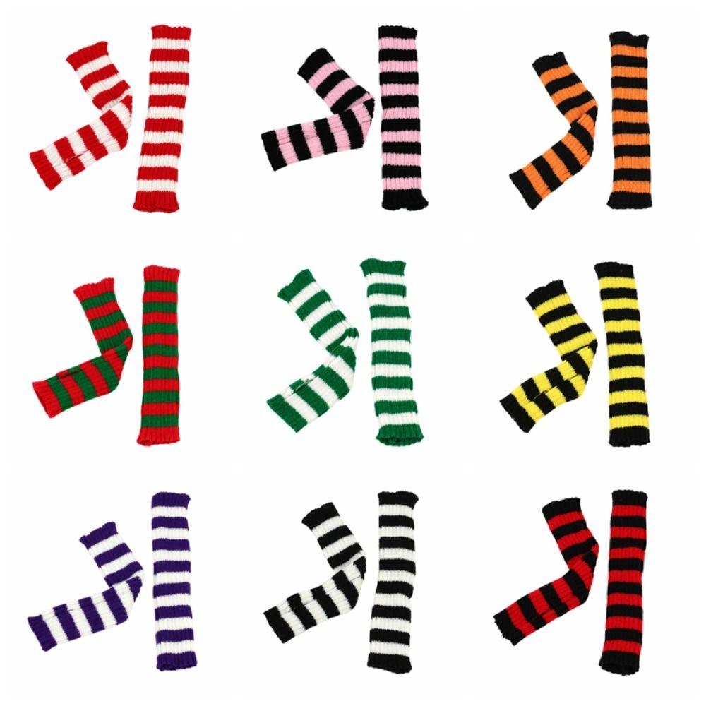 Harajuku Striped Knitted Gloves  Wool Gloves Simple Half Finger Gloves  Winter