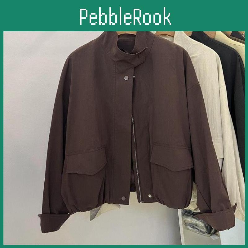 Korean Stand Cool Sweet Short Collar Women In Autumn Loose Windbreaker Casual Work Jacket Top