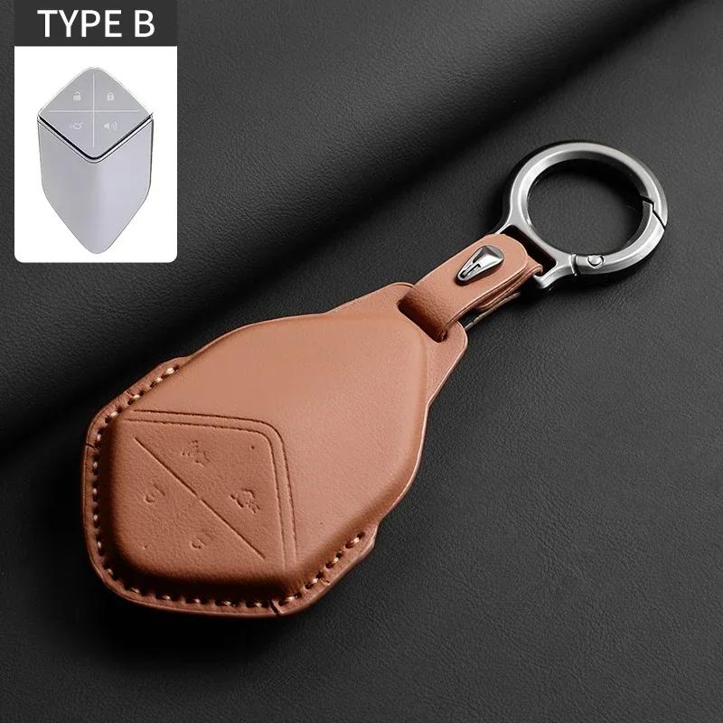 Leather Car Key Case Cover Holder Keychain Protective Shell for Changan Deepal S7 SL03 UNIT UNIK CS35 Plus CS55 Plus CS75