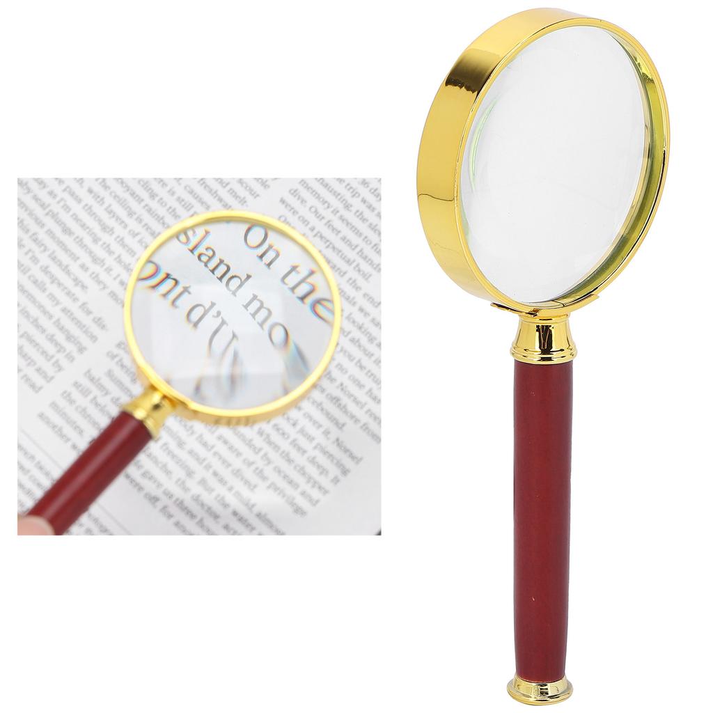 10X Handheld Magnifying Glass Reading Magnifier with Wooden Handle