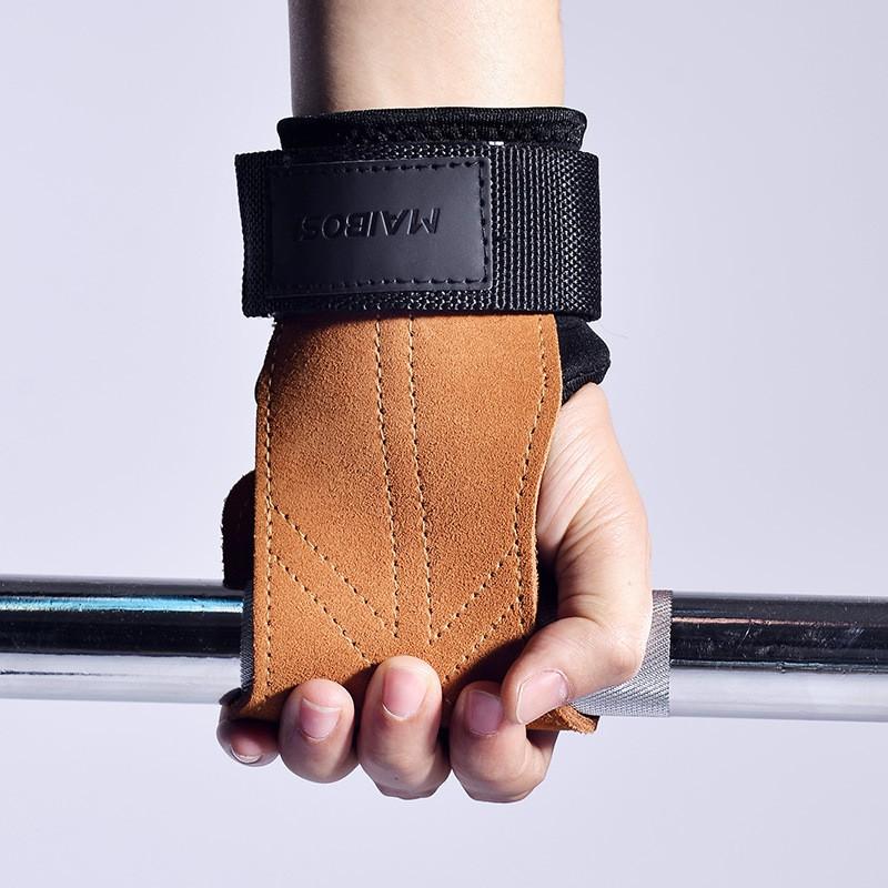 Weightlifting Grip Straps With Leather Palm Protection Deadlift Pull-ups Barbell Training Unisex Gym Gloves