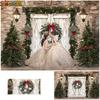 Mocsicka Wedding Photography Background Family Maternity Girl Portrait Christmas Tree Backdrops Wood Door Party Decors Photocall