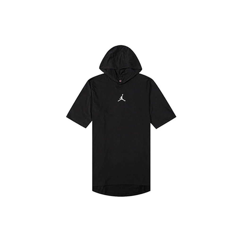 Jordan Pure Color Logo Hooded Pullover Short Sleeve T-Shirt Men Tops Black DA9872-010