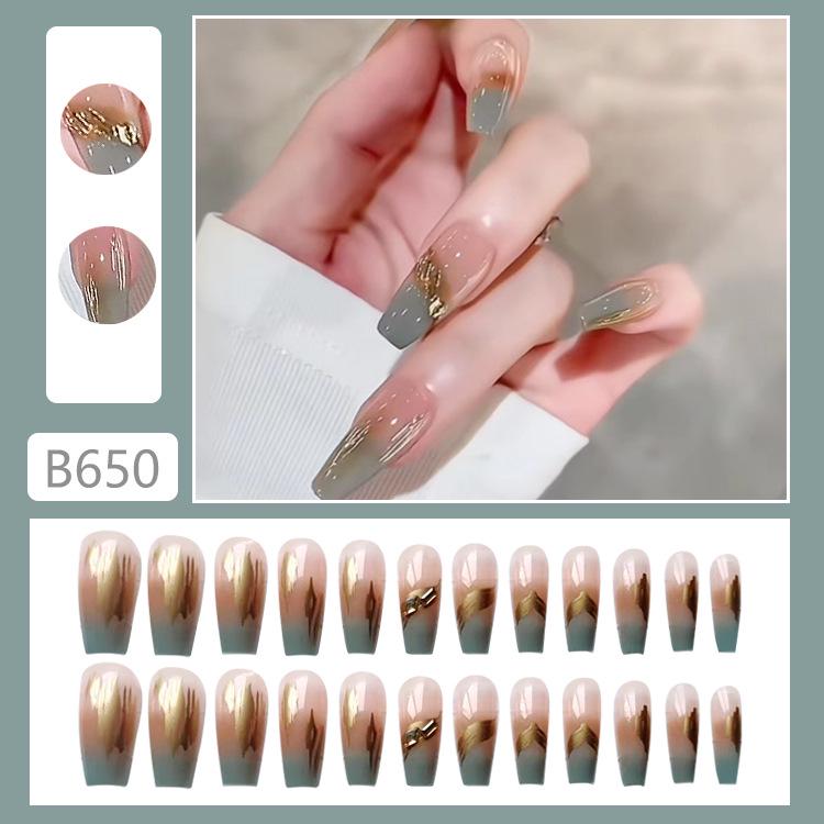 

B650 Туманный лес Носимый нейл-арт: Янтарный Омбре Осенне-Зимние Наклейки для Ногтей - Накладные Ногти B650-Misty Forest [Glue Type]