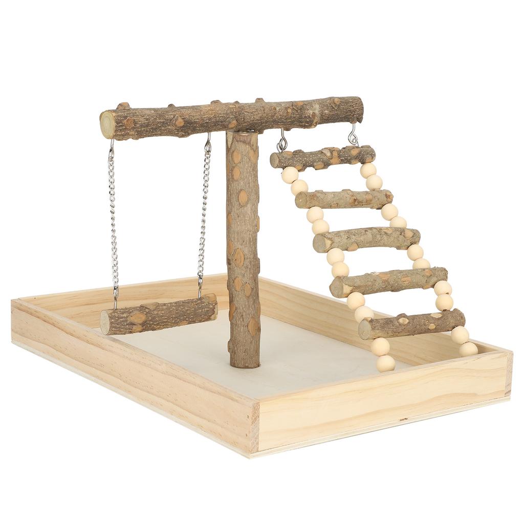 Wood Bird Perch Stand Natural Parrot Playing Standing Rack Bird Training with Large Base