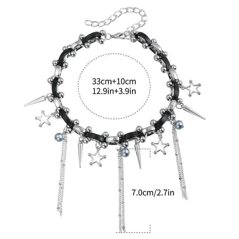 New Five-Pointed Star Tassel Pendant Necklace For Women Y2K Chain Choker Necklace Fashion Party Jewelry Accessories Gift