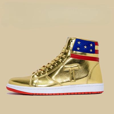 MAGA Never Surrender High Top Casual Sneakers Modische Turnschuhe Herren Stiefeletten Rutschfester Laufsneaker Gold Boardschuh