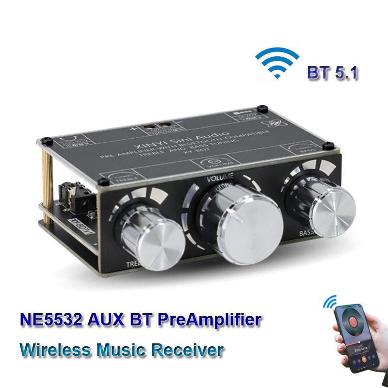 Tone Preamplifier Bluetooth-Compatible 5.1 Board Audio NE5532 Equalizer Wireless Receiver Preamp Aux Pre Amplifier Aux DC5-24V