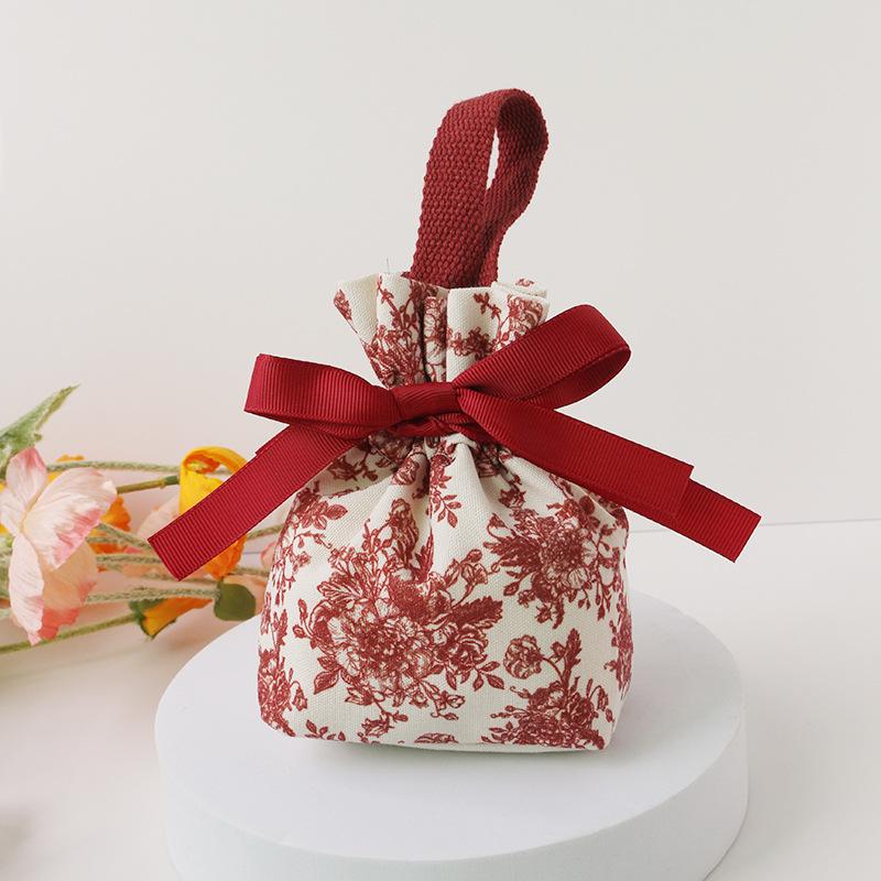 2024 Elegant Canvas Flower Candy Gift Bag for Weddings