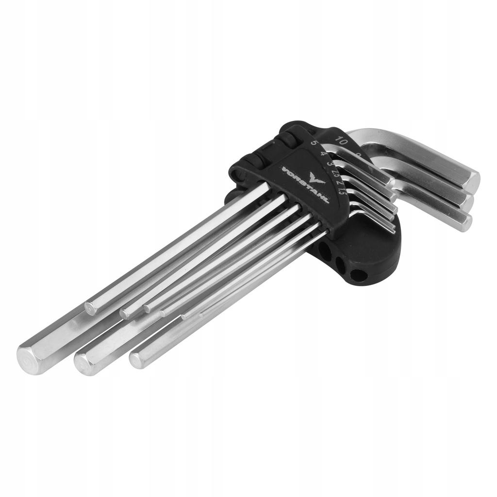 SET OF ALLEN KEYS Allen keys long 9 pcs 1.5-10mm Vorstahl