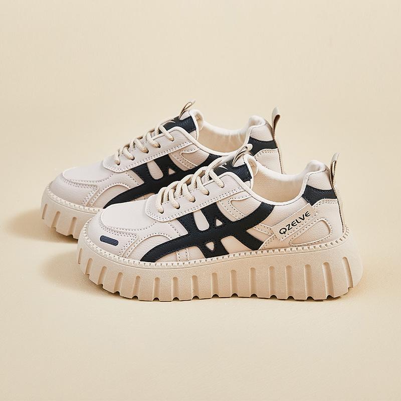 

Женские повседневные кроссовки на массивной платформе, дышащие из искусственной кожи, нескользящая спортивная обувь для ходьбы для женщин, легкие удобные кроссовки для тенниса на шнуровке 40 чёрный