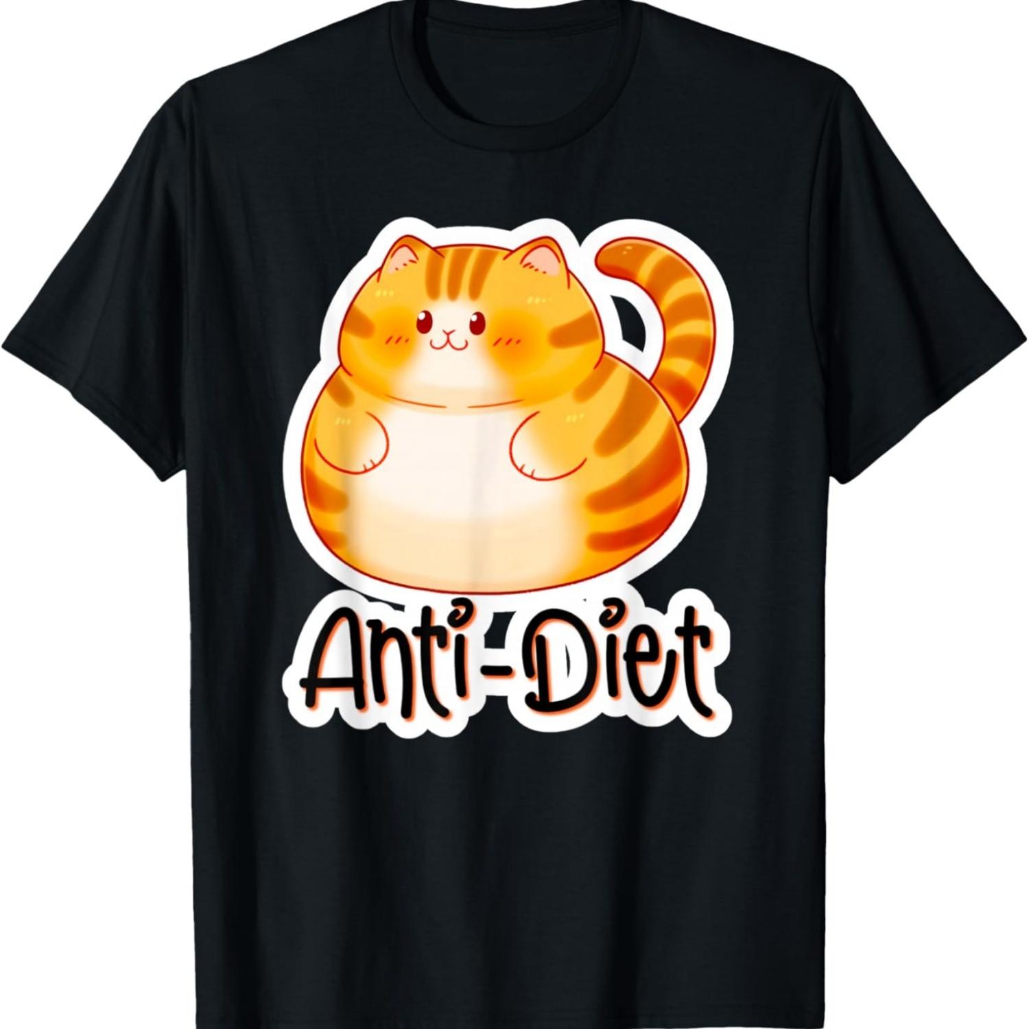 Funny Cat _Anti-Diet_ Sarcastic Kitty Meme for Cat Lovers T-Shirt S чёрный