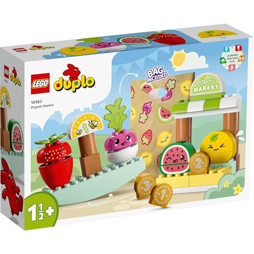 LEGO Duplo Erster Gemüsemarkt 10983 Spielzeugbausteine Geschenk für Kleinkinder und Babys, Rollenspiel für Jungen und Mädchen, ab 18 Monaten