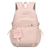 Cute Pink School Backpack with Front Pocket Casual Daypack for Girls Students Daily Use