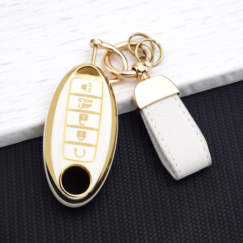 TPU Car Key Case For Nissan Qashqai J10 J11 X-Trail T32 T31 Kicks Pathfinder Tiida Juke Note 5 Buttons Key Cover Key Chain