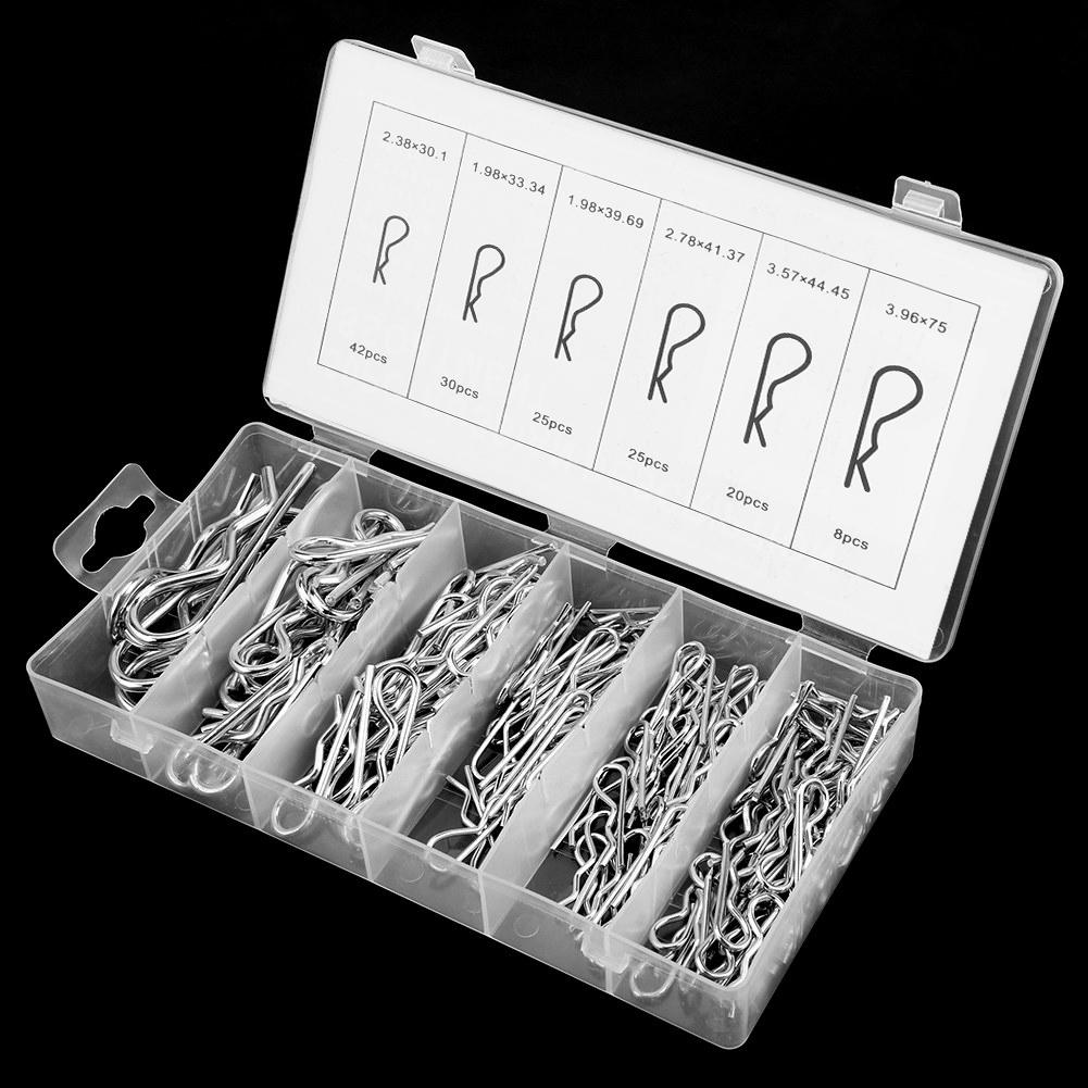 150 stuks R Borgpen Trekker Pen Clip Assortiment Bevestigingsset 6 Verschillende Maten met Plastic Doos