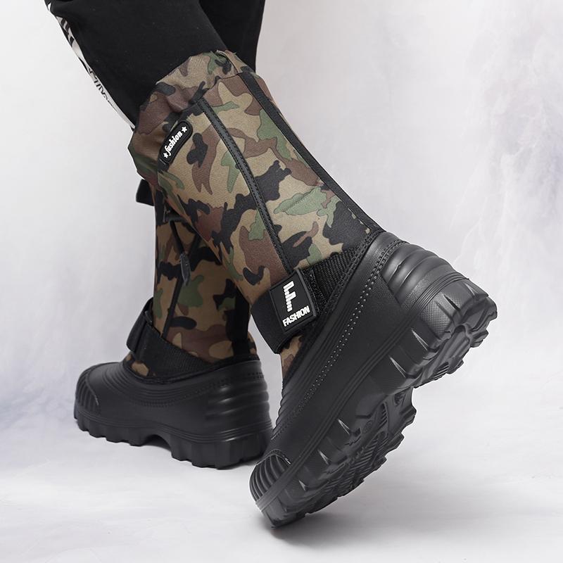 Men's Winter Warm Snow Boots Rubber Hiking Boots Outdoor Knee High Camouflage Duck Boots Waterproof  Plus Size