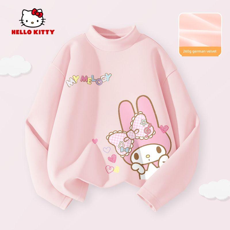 Hello Kitty Girls' Fleece-Lined Base Layer Shirt, Children's Long-Sleeve T-Shirt, Thermal Top in Pink, Stylish Inner Wear