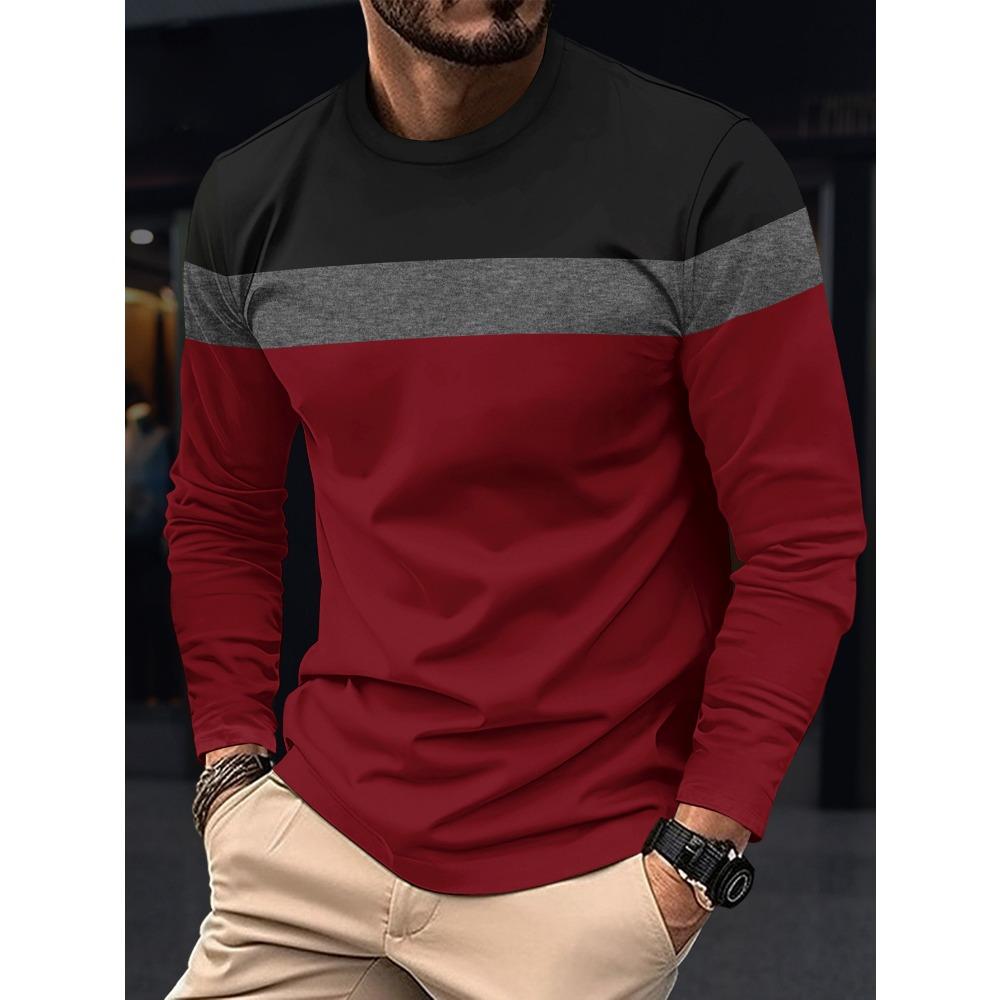 New Men's Casual Round Neck T-shirt Breathable, Comfortable, and Fashionable Long Sleeved T-shirt Trend Versatile Casual Tops
