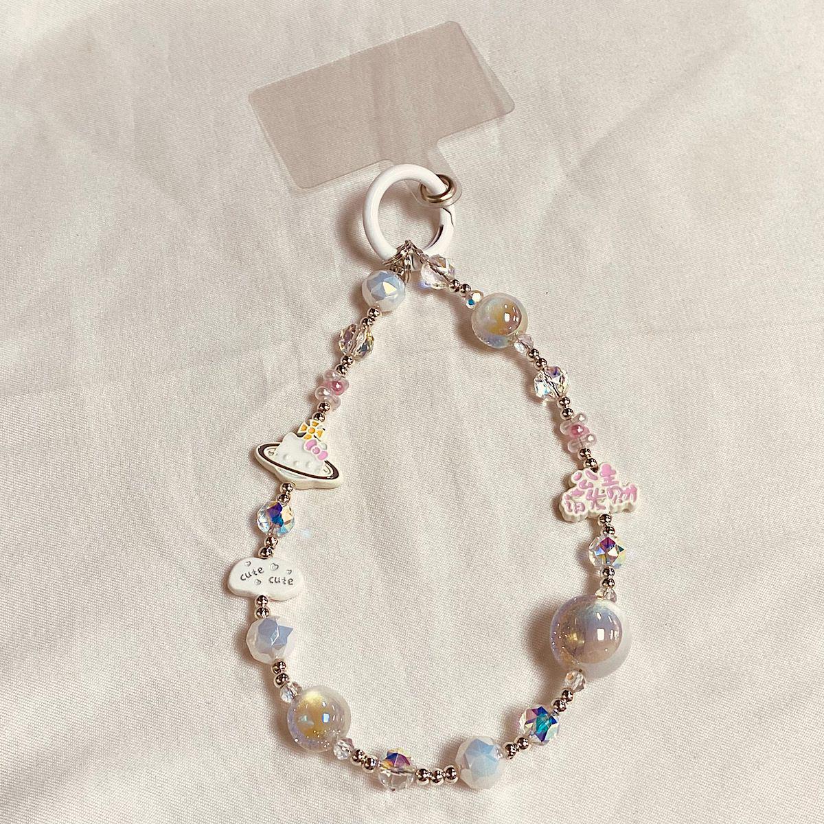 

Мультяшный принцесса Китти Кэт Бисерочный ремешок для телефона и камеры - Короткая цепочка-подвеска против потери