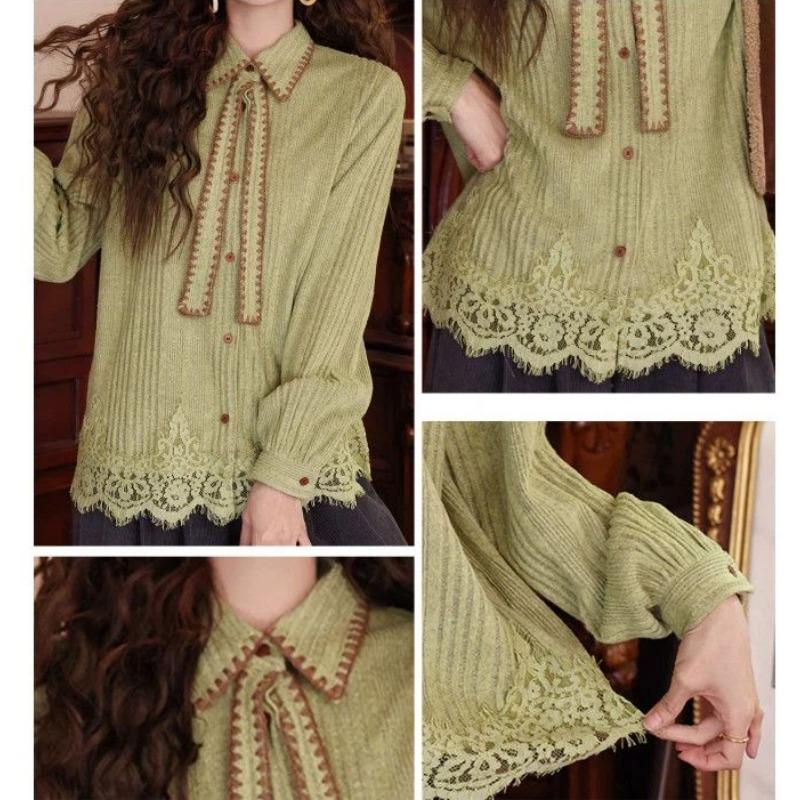 Retro Hong Kong Style Long-sleeved Tops for Women in Autumn and Winter New Versatile Casual Loose Knitted Inner Shirts