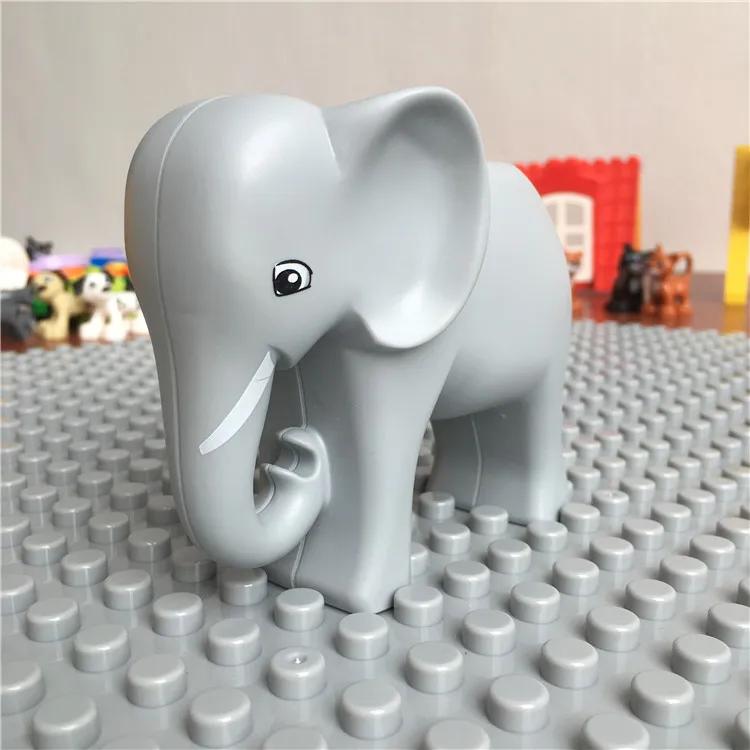 Large Building Block Set Zoo Animal Dinosaur Marine Creature Scale Modeling Horse Dog Cat Fish Compatible with Duplo Block Bricks