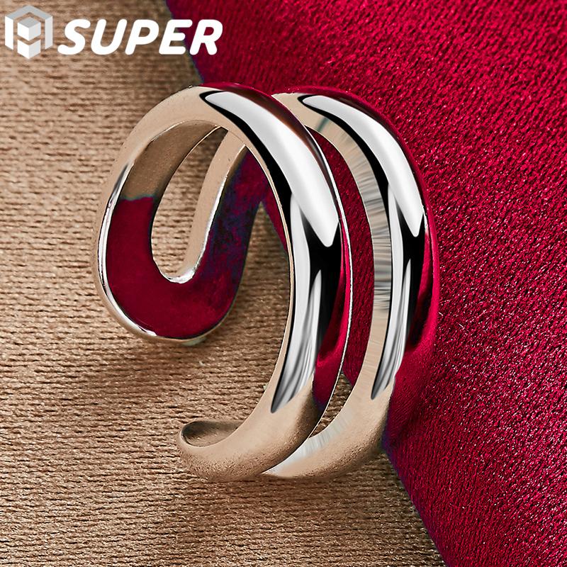 Inele duble linie din argint 925 Inele de cuplu feminin Bijuterii