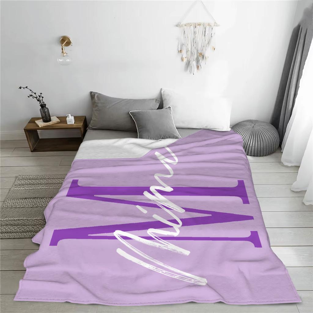 1PC Blanket Custom Name Personalized Soft Flannel Baby Blanket For Sofa Home Decor All Seasons Birthday Gift For Boys Girls