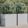 VidaXL Planters 2 Pcs, Raised Beds, Flower Boxes, Plant Pots, Flower Boxes Garden Patio Terrace, Silver 841570