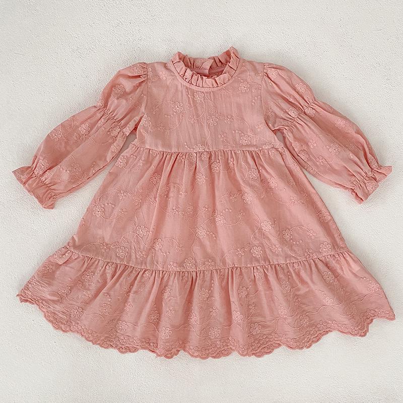 Девочковое платье-принцесса в корейском стиле с длинным рукавом и вышивкой для весны/осени 110 cm