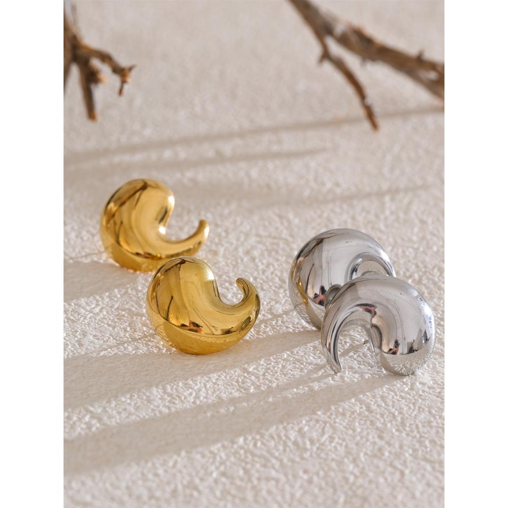 Eetit 316L Stainless Steel Comma Water Drop Fashion Daily Stud Earrings Water Resistant Texture Polished Attractive Jewelry 2025