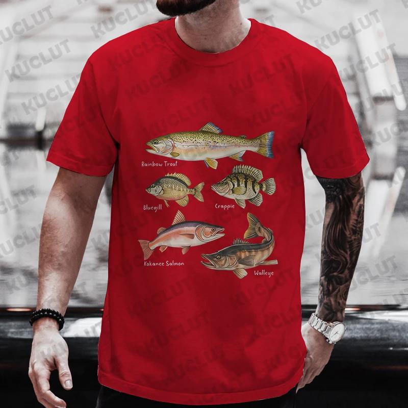 Summer Men T Shirt Street Style Retro Hiphop Fish Cartoon Short Sleeved T-shirt Men Women Top Fisherman Vintage Oversize T Shirt