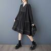 Spring New Loose Dark Design Style Transparent Pleated Patched Concealing Fat and Slimming Dress with V-neck