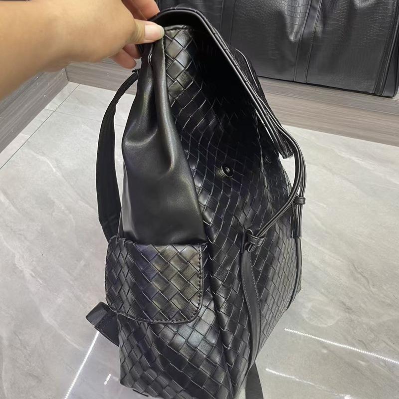 Genuine Leather Texture Backpack Woven Casual Fashion Backpack Large Capacity Business Men's and Women's Travel School Bag Computer Bag Trendy