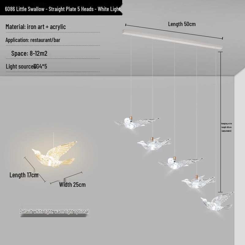 Creative Butterfly Swan Swallow Pendant Light for Bedroom or Living Room