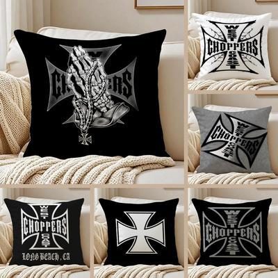 W-Westküste C-Choppers Kissenbezug Seidiger Kurzer Plüsch Beidseitig Bedruckter Kissenbezug für Sofa Alle Jahreszeiten Heimdekoration Geschenk