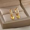 Stainless Steel Irregular Heart Texture Stud Earring for Women Gold Heart Wedding Aesthetic Earring Jewelry Accessories