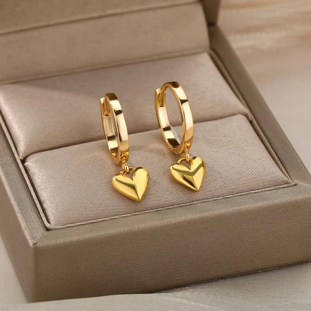 Stainless Steel Irregular Heart Texture Stud Earring for Women Gold Heart Wedding Aesthetic Earring Jewelry Accessories