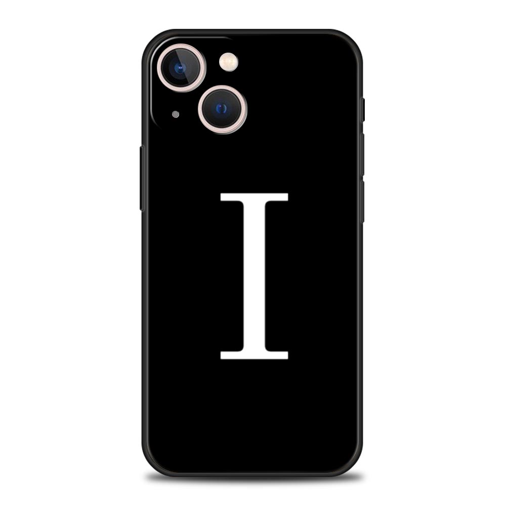 Initial Letter A Z Phone Case For iPhone 17 16 15 Pro Max 11 12 13 14 7 8 Plus SE 2020 X XR XS Cover Soft Black