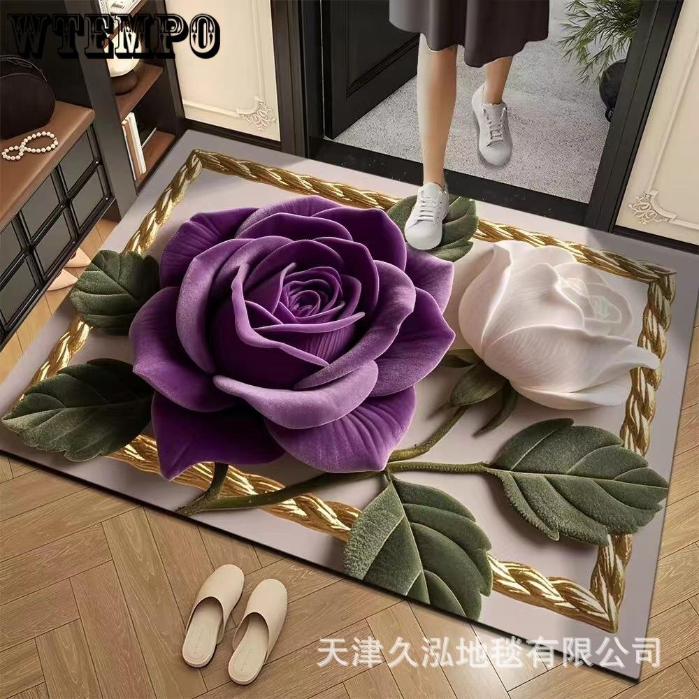 3D Blumen Teppich Eingangstür Bodenmatte Schlafzimmer Badezimmer Rutschfeste Fußmatte