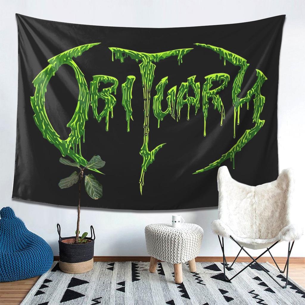 Erwachsenen Nachruf Band Logo Death Metal Trucker Wandteppich Ästhetische Heimdekoration Wandteppiche für Wohnzimmer Schlafzimmer