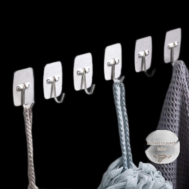 CHAHUA Stainless Steel Adhesive Hooks Large, 6-Pack