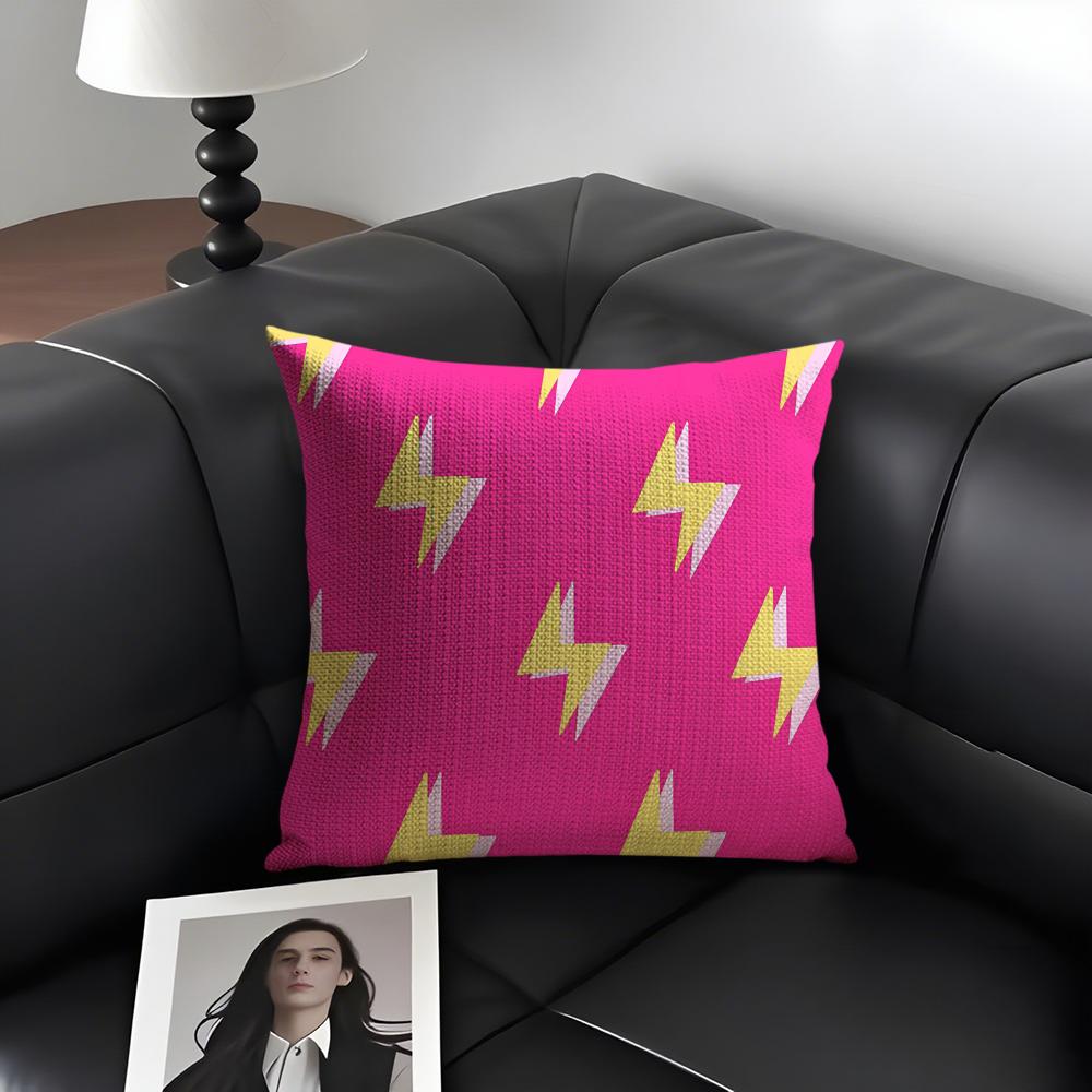 Lightning Fashion Cushion Cover Natural Linen Organic Fabric DoubleSided Printing Sofa Home Decor Gift Pillow Case
