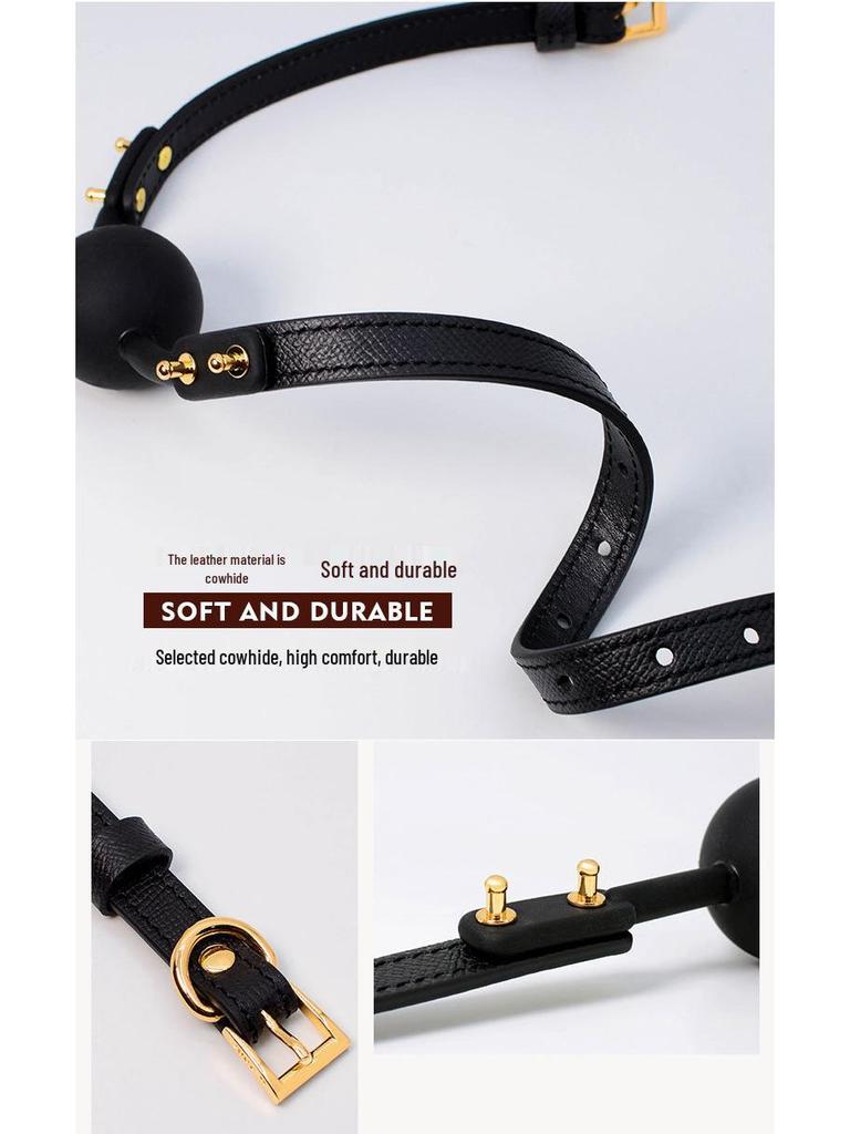 Men's Small Silicone Cowhide-Style Gag Ball with Breathable Hole for Deep Throat Comfort