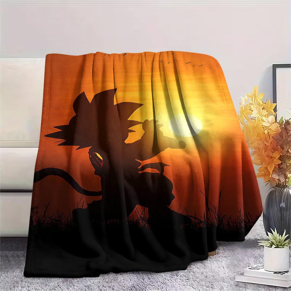 1PC Son Goku Patterned Flannel Blanket Suitable For All Seasons For Home Decor Warmth And Comfort Gifts Holiday Present